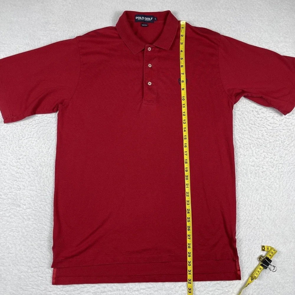 Polo Ralph Lauren Shirt Mens Large Red Vintage‎ Golf Tartan Crest Preppy Golfer